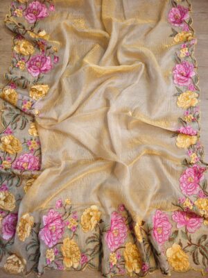 Pure Tissue Crushed Embroidary Sarees (20)