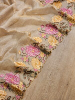 Pure Tissue Crushed Embroidary Sarees (6)