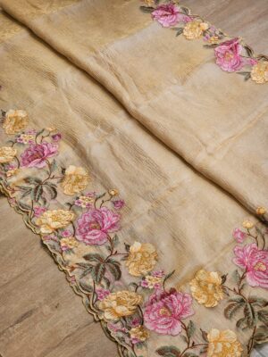 Pure Tissue Crushed Embroidary Sarees (8)