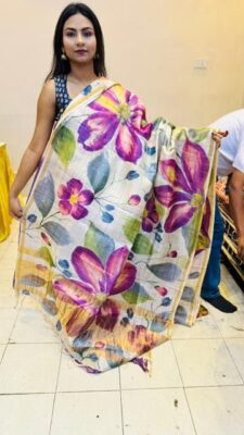 Pure Tussar Printed Floral Sarees (12)