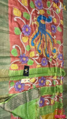 Tussar Silk Hand Painted Kantha Sarees (4)