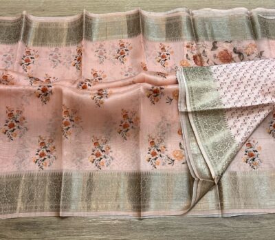 Pure Handloom Organza Silk Printed Sarees (2)