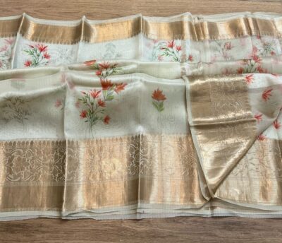 Pure Handloom Organza Silk Printed Sarees (3)