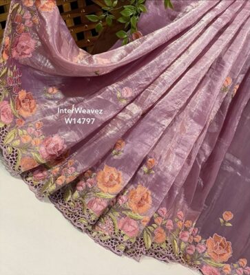 Pure Smooth And Shiny Tussar Tissue Sarees (10)