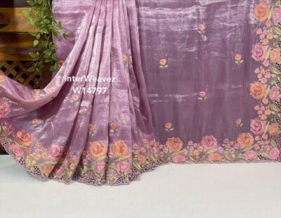 Pure Smooth And Shiny Tussar Tissue Sarees (11)