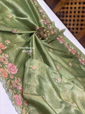 Pure Smooth And Shiny Tussar Tissue Sarees (13)