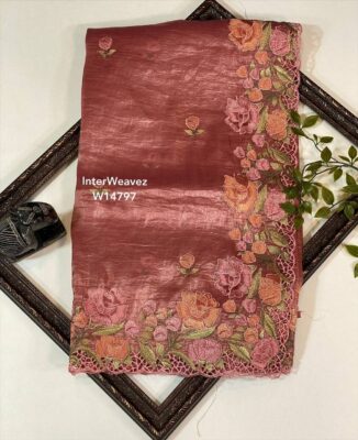 Pure Smooth And Shiny Tussar Tissue Sarees (18)