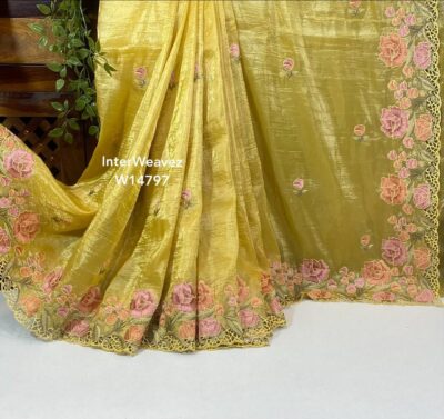 Pure Smooth And Shiny Tussar Tissue Sarees (27)