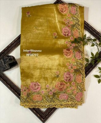 Pure Smooth And Shiny Tussar Tissue Sarees (4)