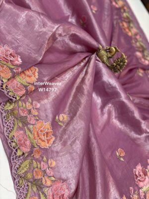 Pure Smooth And Shiny Tussar Tissue Sarees (7)