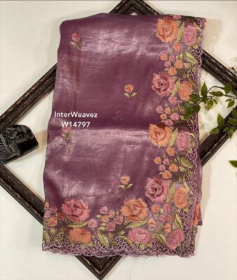 Pure Smooth And Shiny Tussar Tissue Sarees (8)