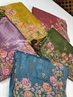 Pure Smooth And Shiny Tussar Tissue Sarees (9)
