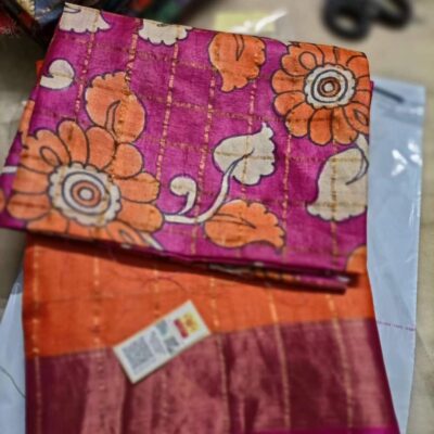 Pure Tussar Silk Checks Sarees (5)