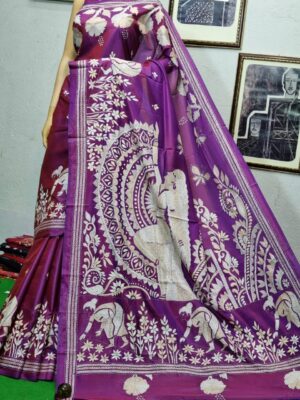 Soft Art Silk Kantha Stitch Sarees (15)