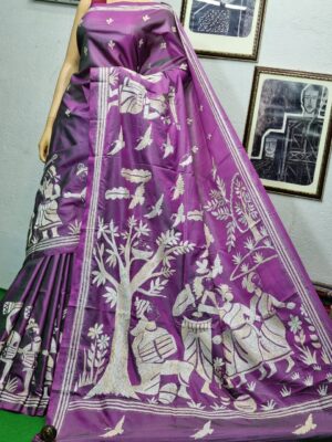 Soft Art Silk Kantha Stitch Sarees (3)