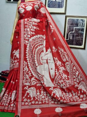 Soft Art Silk Kantha Stitch Sarees (5)
