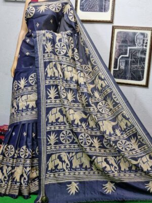 Soft Art Silk Kantha Stitch Sarees (7)