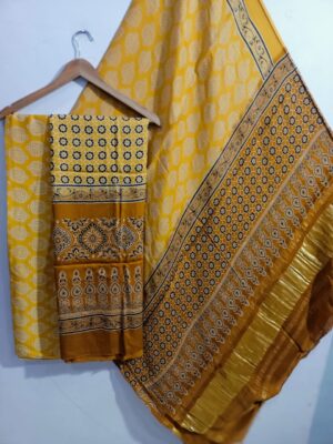 Ajrakh Printed Modal Silk 3 Piece Dresses (1)