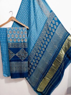 Ajrakh Printed Modal Silk 3 Piece Dresses (15)