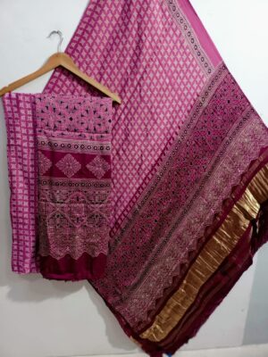 Ajrakh Printed Modal Silk 3 Piece Dresses (27)