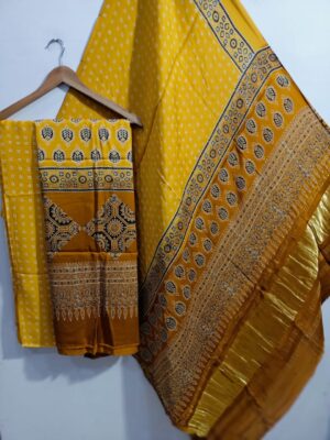 Ajrakh Printed Modal Silk 3 Piece Dresses (3)
