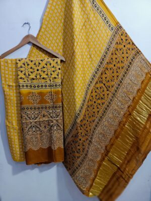 Ajrakh Printed Modal Silk 3 Piece Dresses (4)