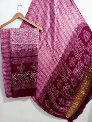 Ajrakh Printed Modal Silk 3 Piece Dresses (9)