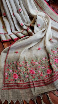 Exclusive Linen Handwork Sarees (1)