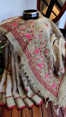 Exclusive Linen Handwork Sarees (10)