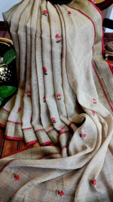 Exclusive Linen Handwork Sarees (2)