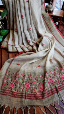 Exclusive Linen Handwork Sarees (3)