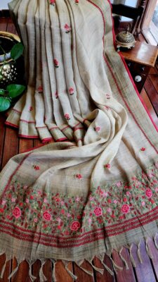 Exclusive Linen Handwork Sarees (4)
