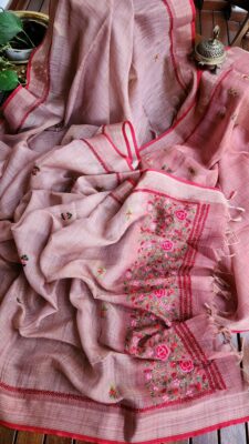 Exclusive Linen Handwork Sarees (9)
