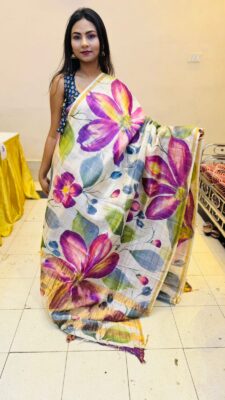 Exclusive Pure Tussar Silk Printed Sarees (5)