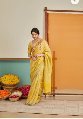 Latest Linen Shaded Sarees With Blouse (1)