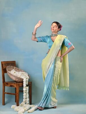 Latest Linen Shaded Sarees With Blouse (25)