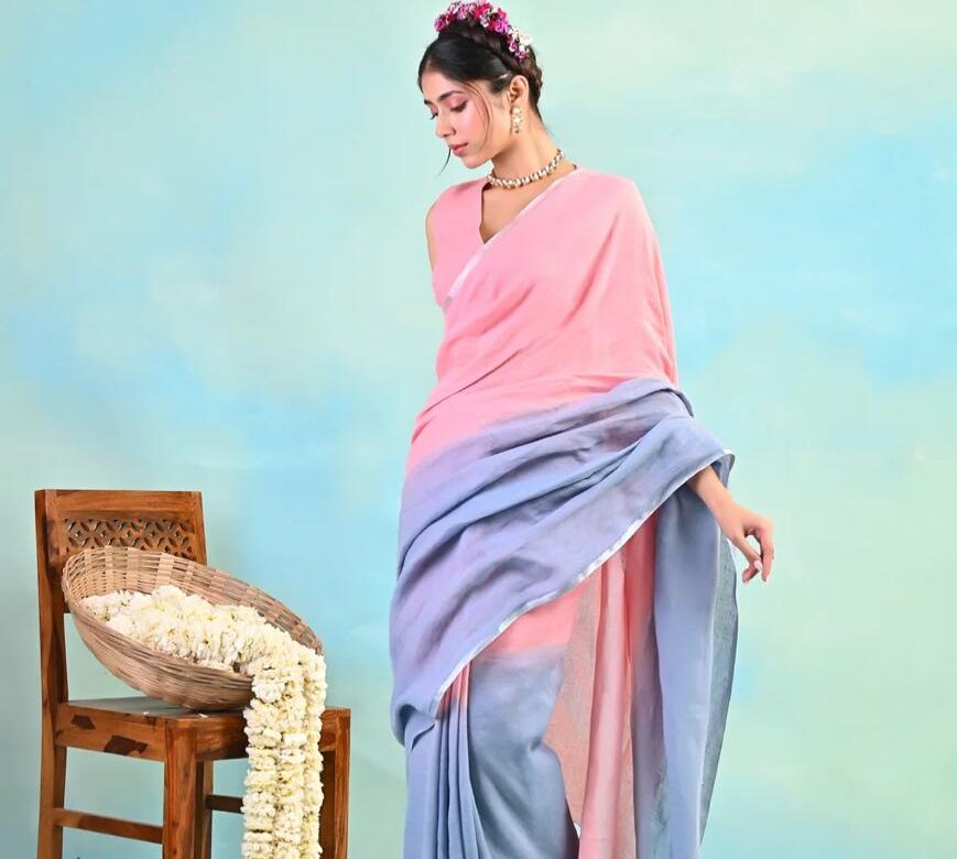 Latest Linen Shaded Sarees With Blouse (27)