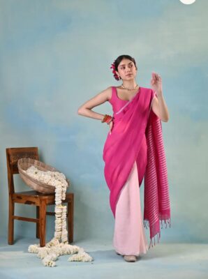 Latest Linen Shaded Sarees With Blouse (4)