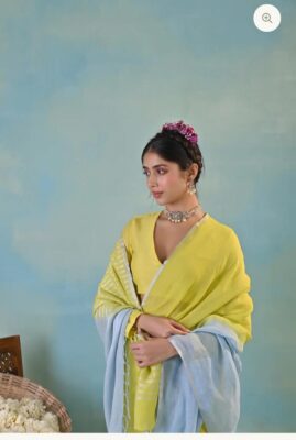 Latest Linen Shaded Sarees With Blouse (5)