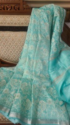 Latest Silk Linen Embroidary Sarees (11)