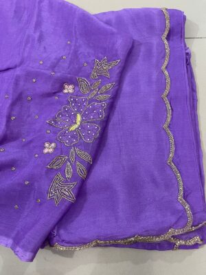 Pure Chinnon Sarees With Handwork (10)
