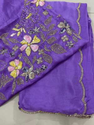 Pure Chinnon Sarees With Handwork (13)