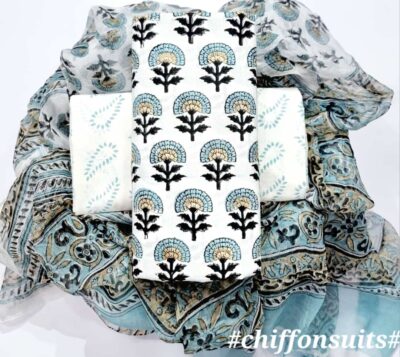 Pure Cotton With Chiffon Dupatta Suits (1)