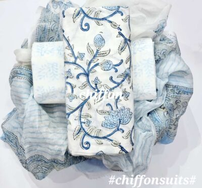 Pure Cotton With Chiffon Dupatta Suits (15)
