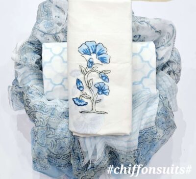 Pure Cotton With Chiffon Dupatta Suits (16)