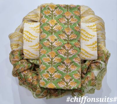 Pure Cotton With Chiffon Dupatta Suits (20)