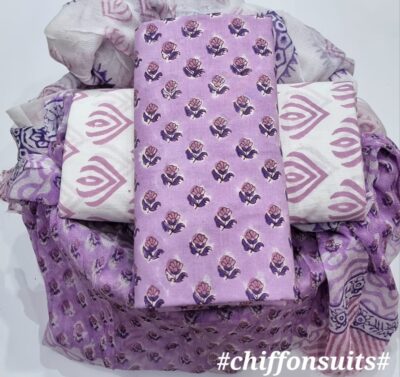 Pure Cotton With Chiffon Dupatta Suits (30)