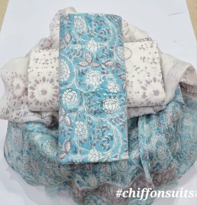 Pure Cotton With Chiffon Dupatta Suits (41)