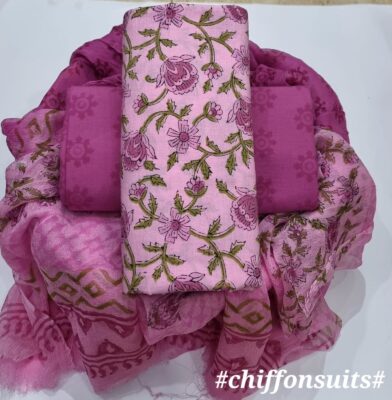 Pure Cotton With Chiffon Dupatta Suits (55)