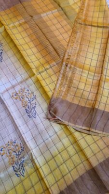 Pure Tussar Silk Sarees With Contrast Blouse (14)